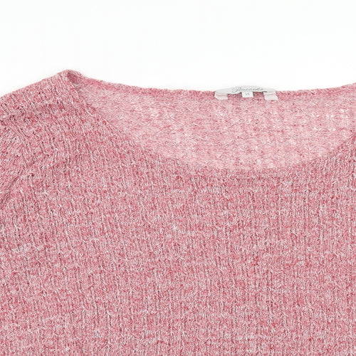 Peacocks Womens Pink Crew Neck Polyester Pullover Jumper Size 14 Pullover