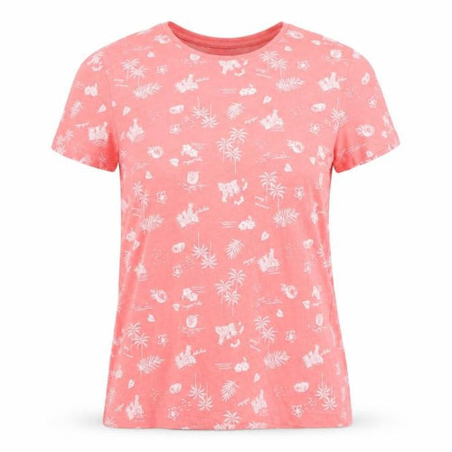 Primark Womens Orange Geometric Cotton Basic T-Shirt Size 2XS Round Neck - Tropical Print