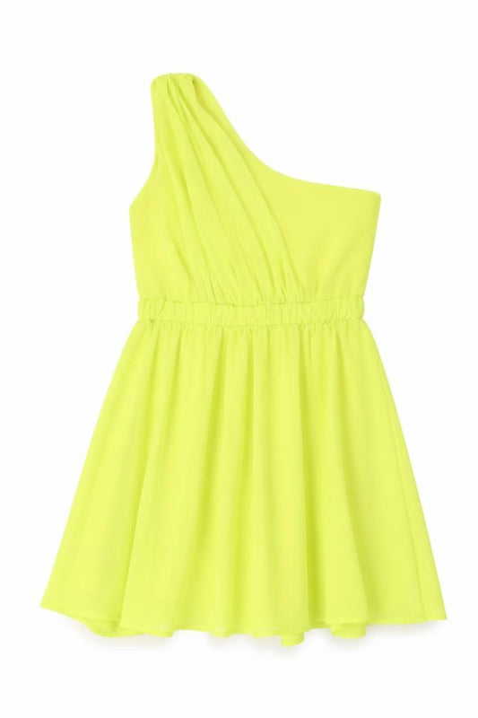 Front view of Ribbron women’s green polyester basic blouse, size UK 12, one shoulder