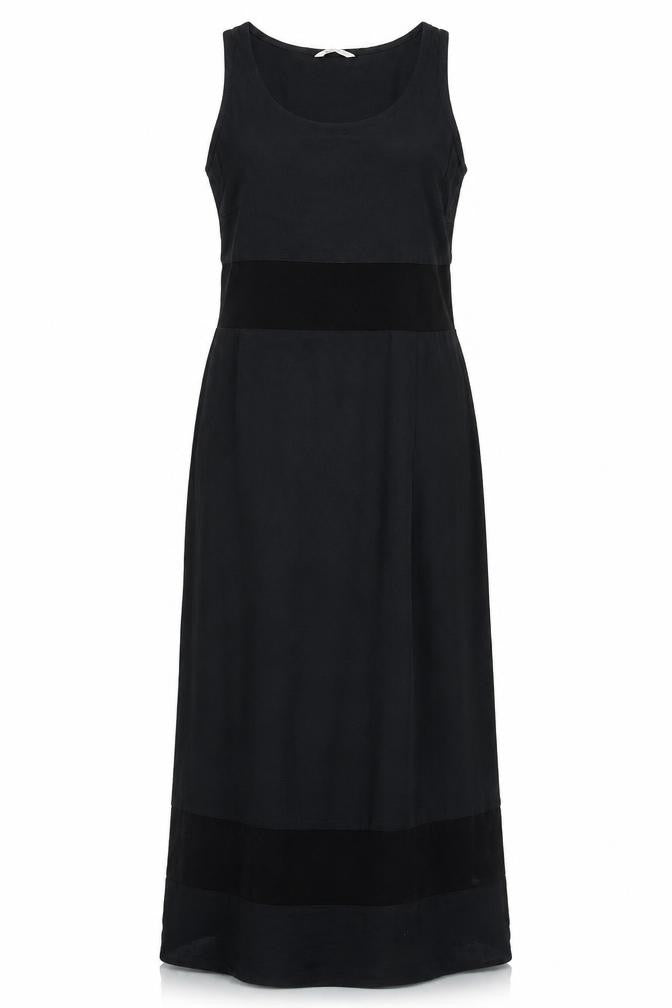 Front view of Marks & Spencer women’s black polyester maxi, size UK 8, round neck pullover