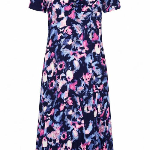 VIZ-A-VIZ Womens Blue Geometric Viscose A-Line Size 12 V-Neck Pullover