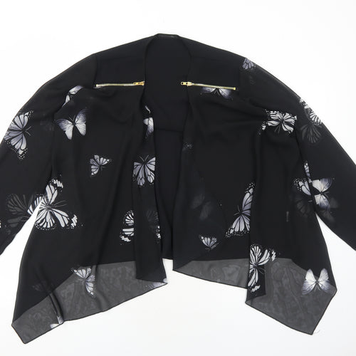 Nouvelle Womens Black Geometric Polyester Kimono Blouse Size 20 V-Neck - Butterfly Print