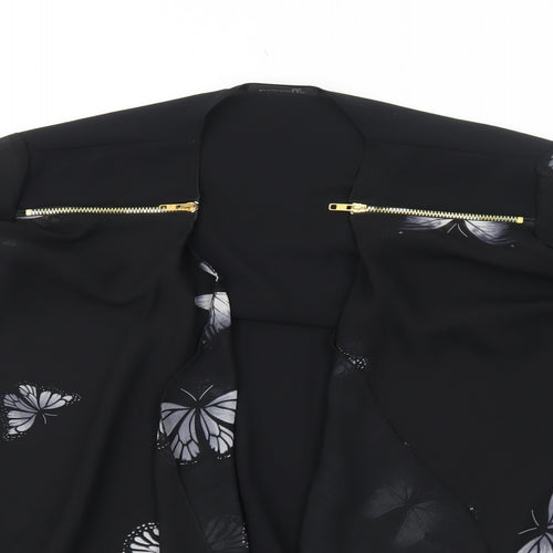 Nouvelle Womens Black Geometric Polyester Kimono Blouse Size 20 V-Neck - Butterfly Print