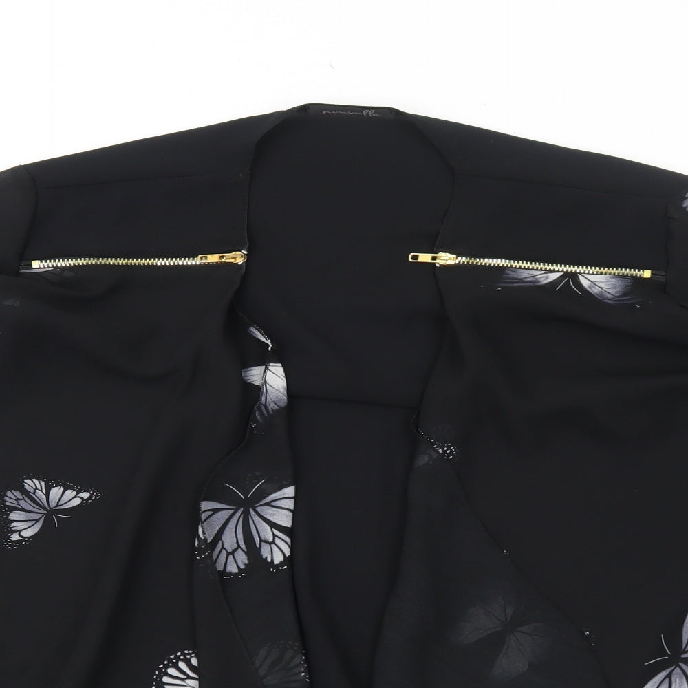 Nouvelle Womens Black Geometric Polyester Kimono Blouse Size 20 V-Neck - Butterfly Print