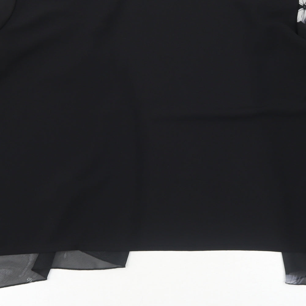 Nouvelle Womens Black Geometric Polyester Kimono Blouse Size 20 V-Neck - Butterfly Print