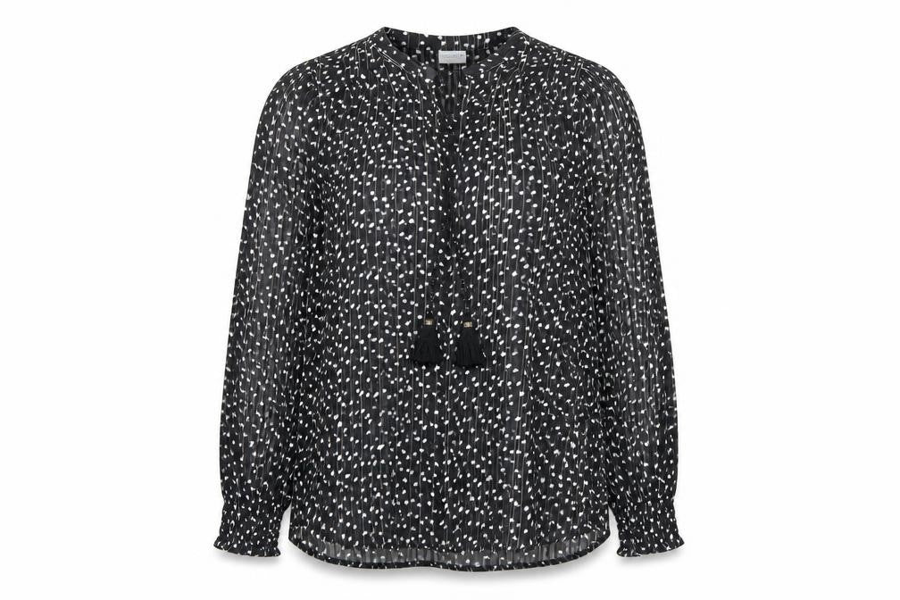Together Womens Black Geometric Polyester Basic Blouse Size 12 Round Neck