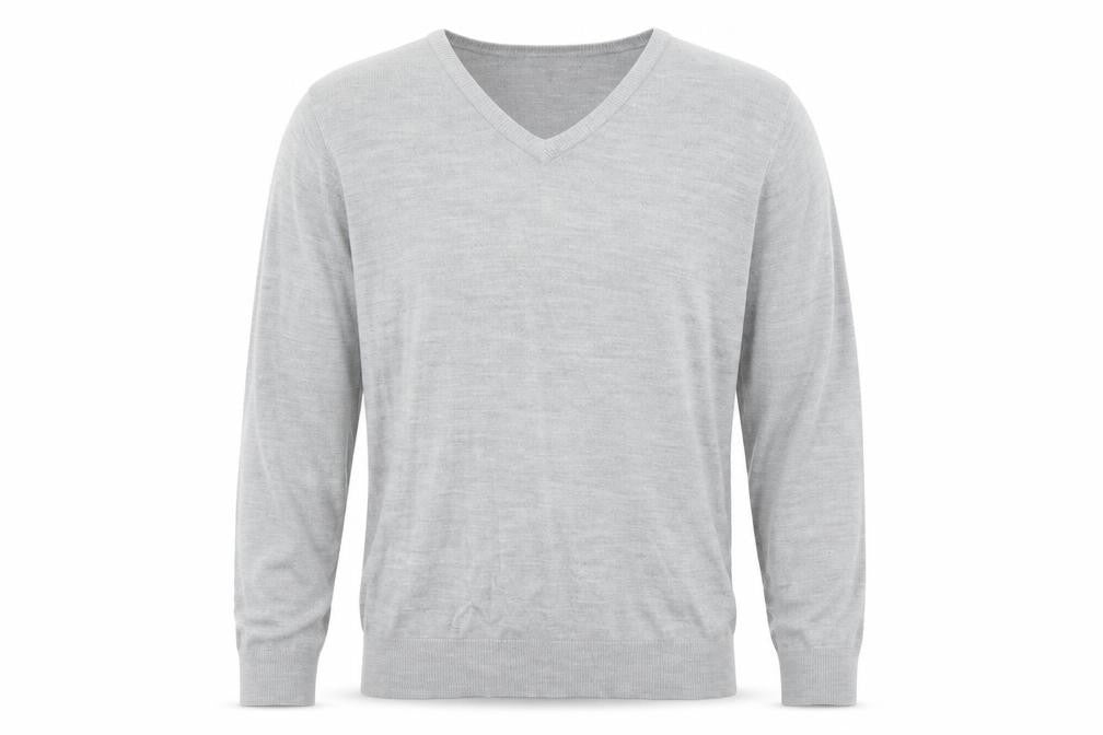 Marks and Spencer Mens Grey V-Neck Acrylic Pullover Jumper Size L Long Sleeve