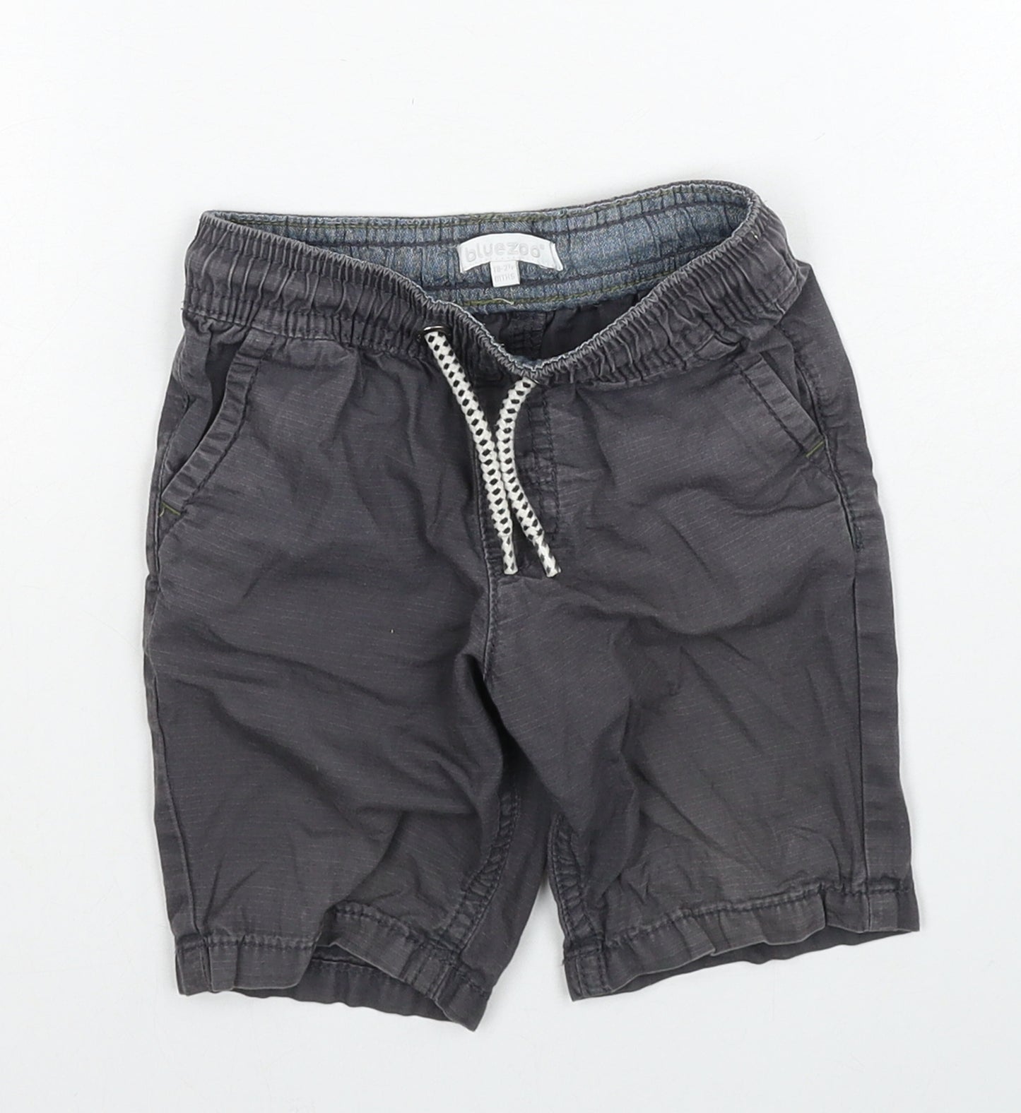 Blue Zoo Boys Grey Cotton Cargo Trousers Size 18-24 Months Drawstring