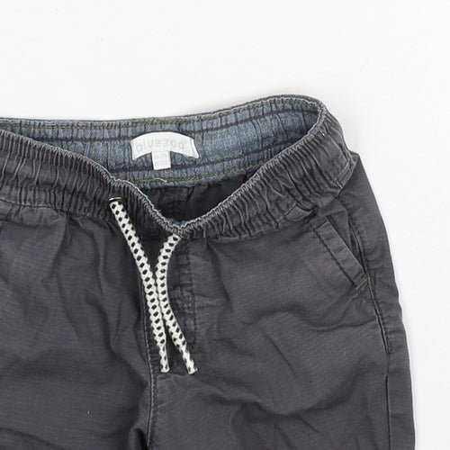 Blue Zoo Boys Grey Cotton Cargo Trousers Size 18-24 Months Drawstring