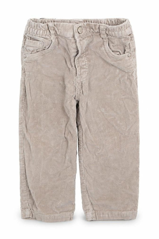 Front view of Grain de Ble girls’ beige cotton capri trousers, size 18, months button