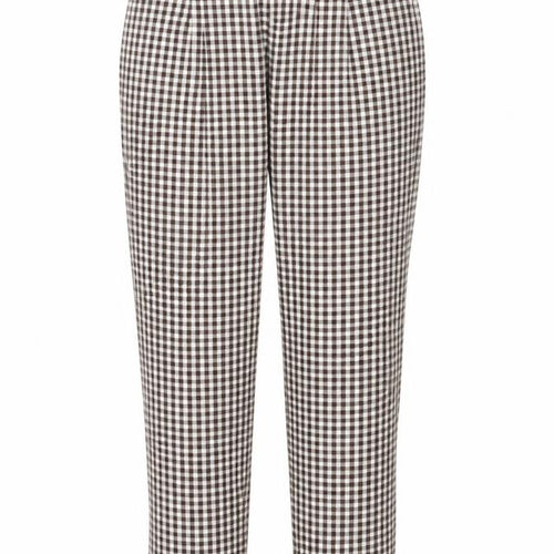 ASOS Womens Brown Check Cotton Trousers Size 6 Regular Zip