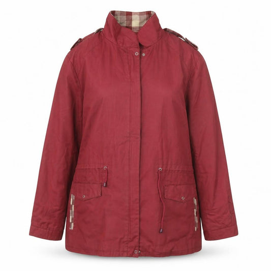 Front view of C&A women’s red jacket coat, size UK 14, zip