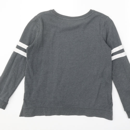 NEXT Girls Grey Cotton Pullover Sweatshirt Size 12 Years Pullover - Stripe Detail