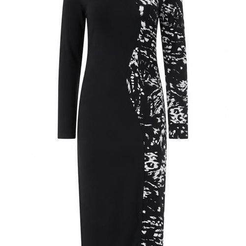 Club L Womens Black Geometric Viscose Bodycon Size 8 Round Neck Pullover