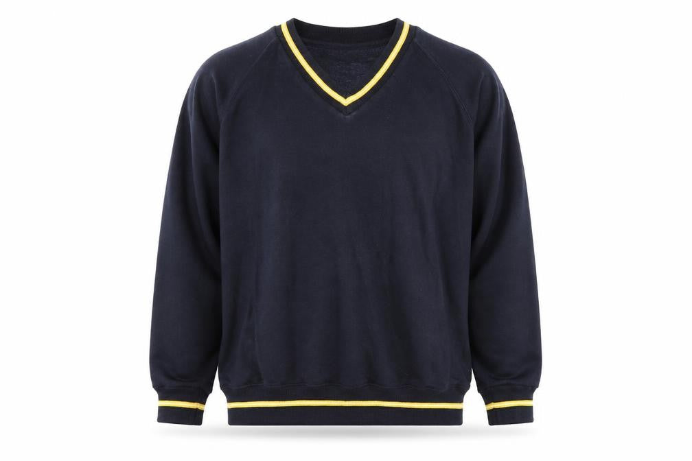 Front view of Coolflow men’s blue acrylic pullover sweatshirt, size S
