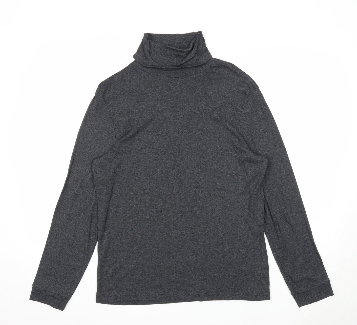 Burton Mens Grey Cotton T-Shirt Size M Roll Neck Push Lock