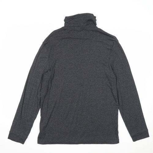 Burton Mens Grey Cotton T-Shirt Size M Roll Neck Push Lock