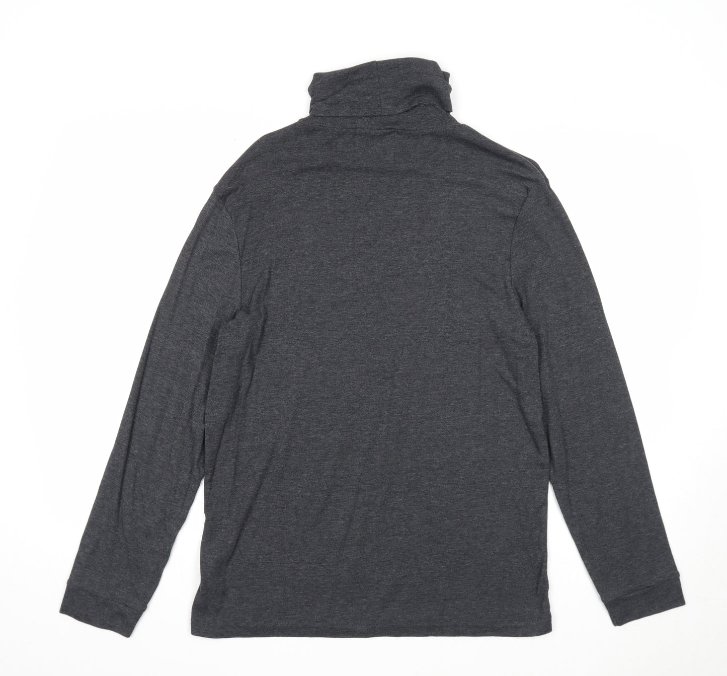 Burton Mens Grey Cotton T-Shirt Size M Roll Neck Push Lock