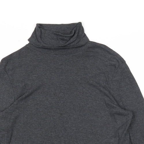 Burton Mens Grey Cotton T-Shirt Size M Roll Neck Push Lock