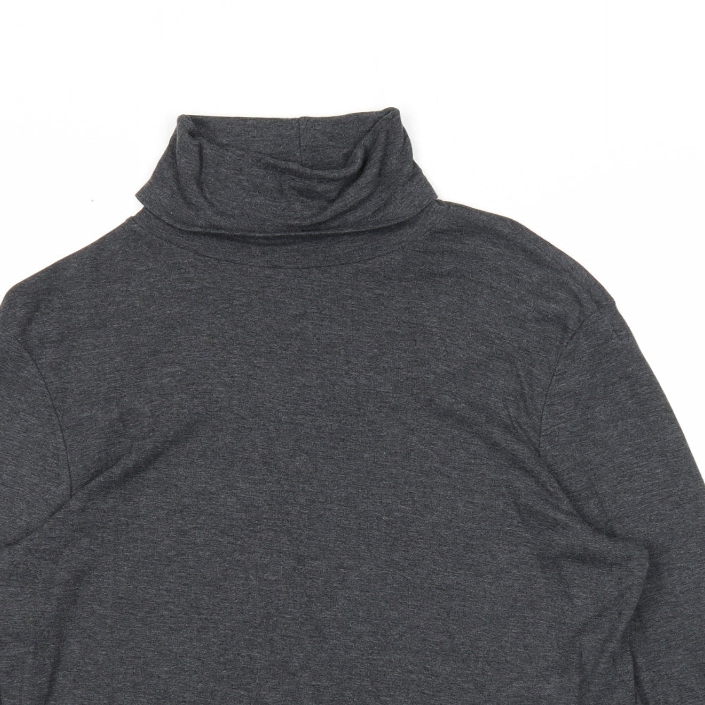 Burton Mens Grey Cotton T-Shirt Size M Roll Neck Push Lock