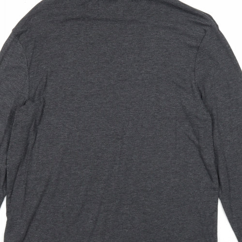 Burton Mens Grey Cotton T-Shirt Size M Roll Neck Push Lock