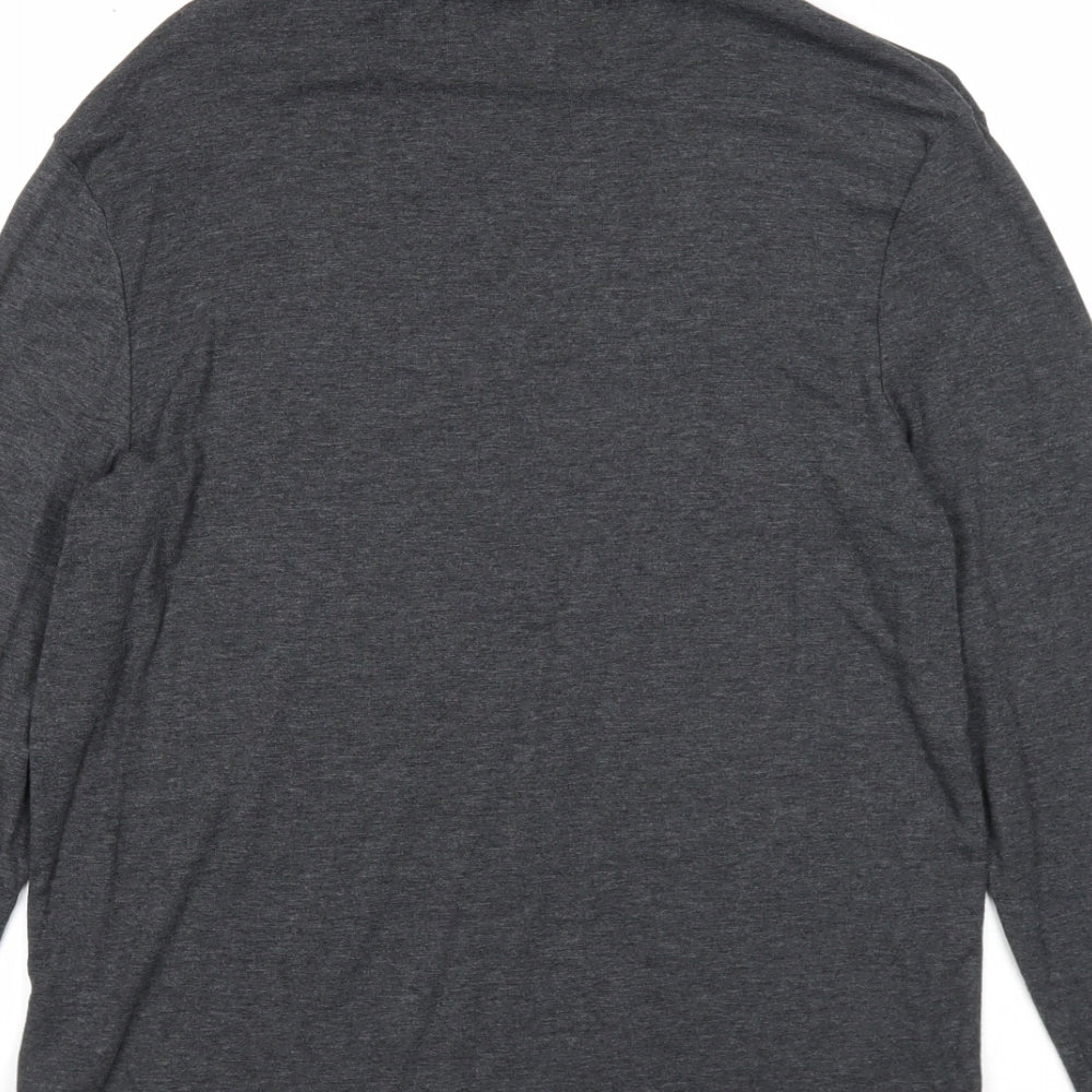 Burton Mens Grey Cotton T-Shirt Size M Roll Neck Push Lock