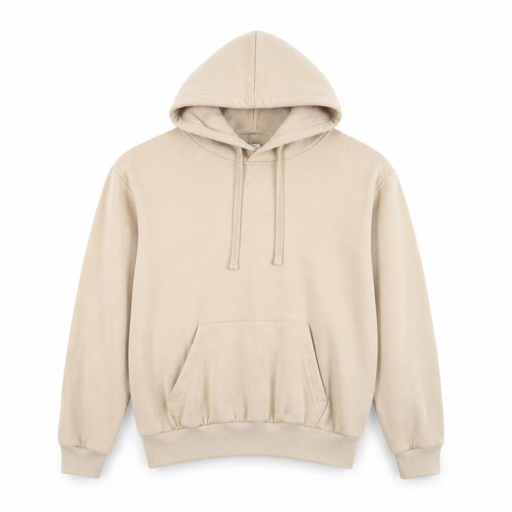 Front view of Divided women’s beige cotton pullover hoodie, size XS, pullover
