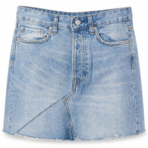 H&M Womens Blue Cotton A-Line Skirt Size 8 Zip
