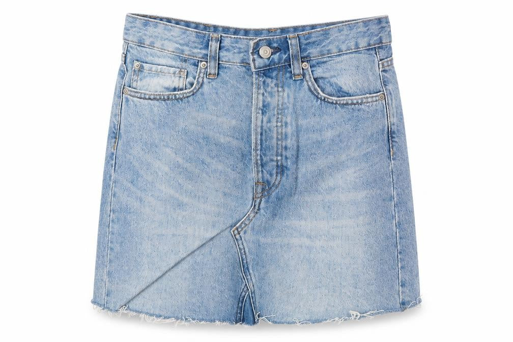 H&M Womens Blue Cotton A-Line Skirt Size 8 Zip