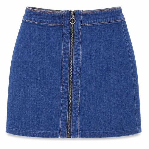 H&M Womens Blue Cotton A-Line Skirt Size 6 Zip
