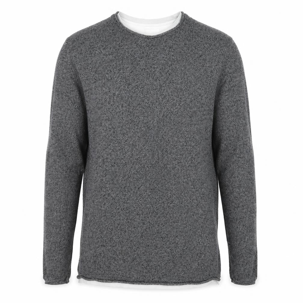 George Mens Grey Round Neck Acrylic Pullover Jumper Size S Long Sleeve