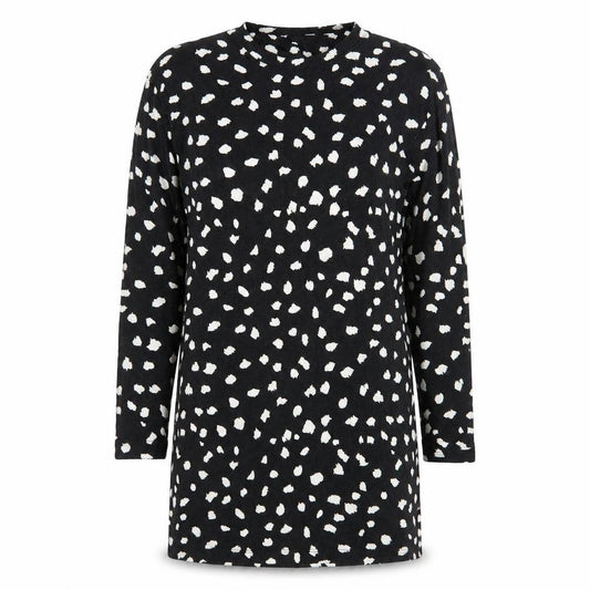 Front view of F&F women’s black geometric polyester a-line, size UK 6, round neck pullover