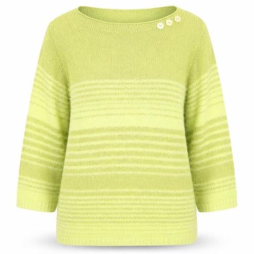 Per Una Womens Green Boat Neck Striped Acrylic Pullover Jumper Size L