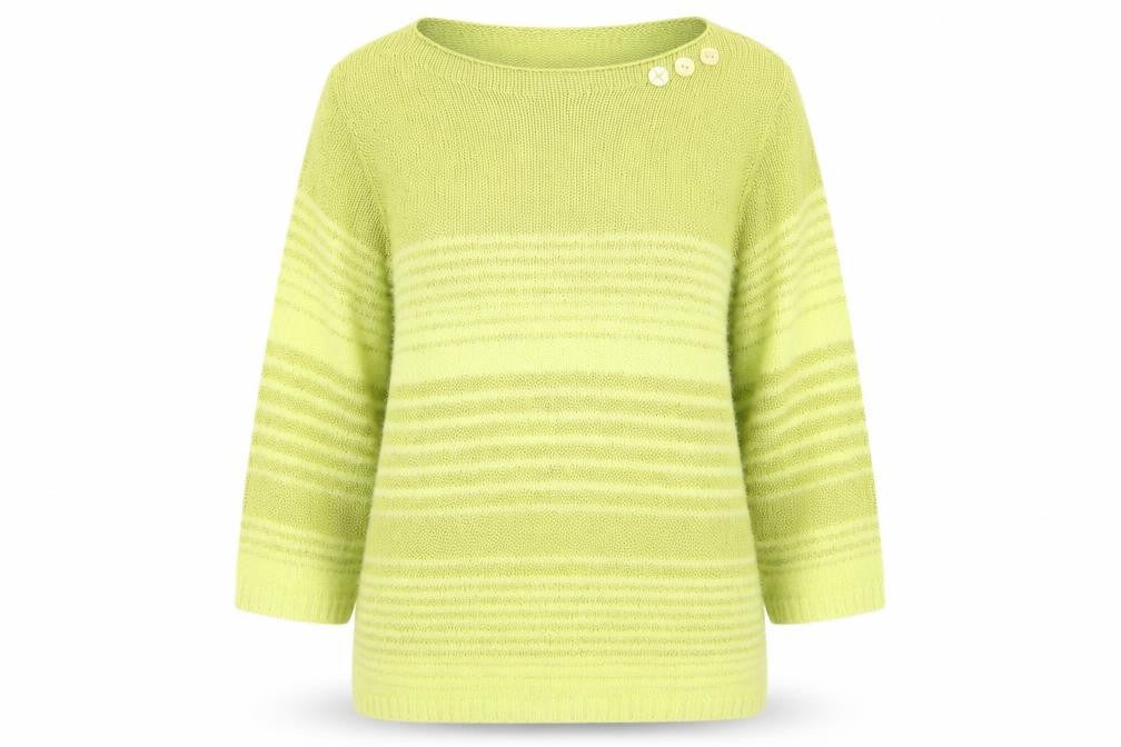 Per Una Womens Green Boat Neck Striped Acrylic Pullover Jumper Size L