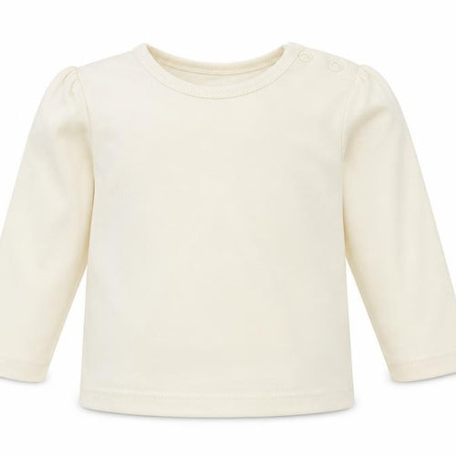 Nutmeg Baby Ivory Cotton Basic T-Shirt Size 9-12 Months Round Neck Snap
