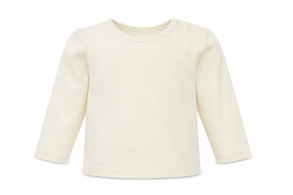 Nutmeg Baby Ivory Cotton Basic T-Shirt Size 9-12 Months Round Neck Snap