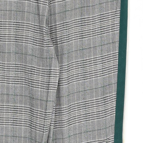 Zara Womens Grey Plaid Viscose Trousers Size S Regular Zip