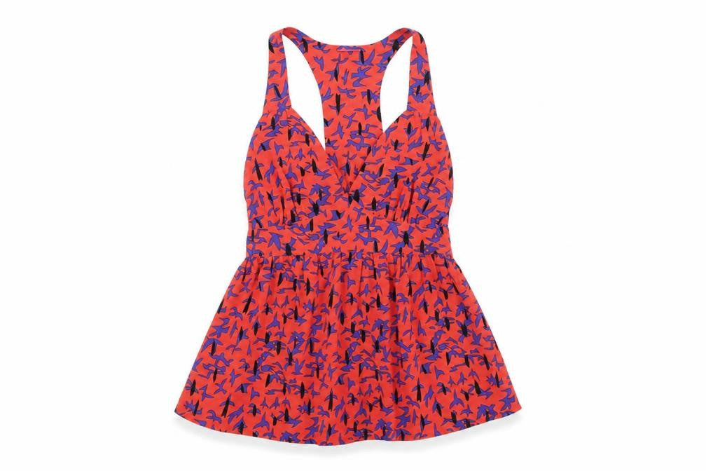 George Womens Orange Geometric Polyester Basic Tank Size 6 V-Neck