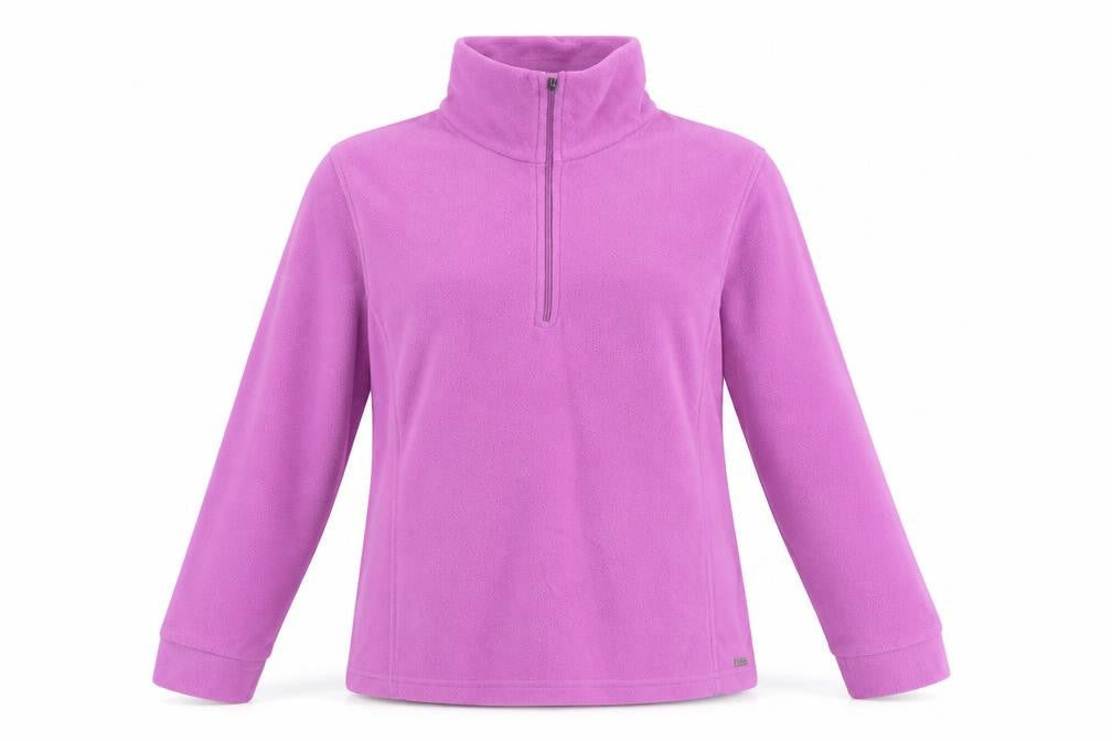 Front view of Dynamic women’s purple polyester pullover sweatshirt, size L, zip