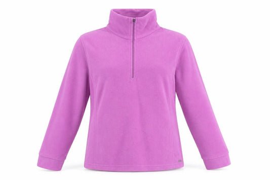 Front view of Dynamic women’s purple polyester pullover sweatshirt, size L, zip