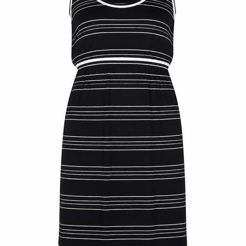 Max Studio Womens Black Striped Viscose Tank Dress Size S Scoop Neck Pullover
