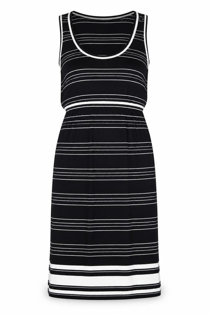 Max Studio Womens Black Striped Viscose Tank Dress Size S Scoop Neck Pullover