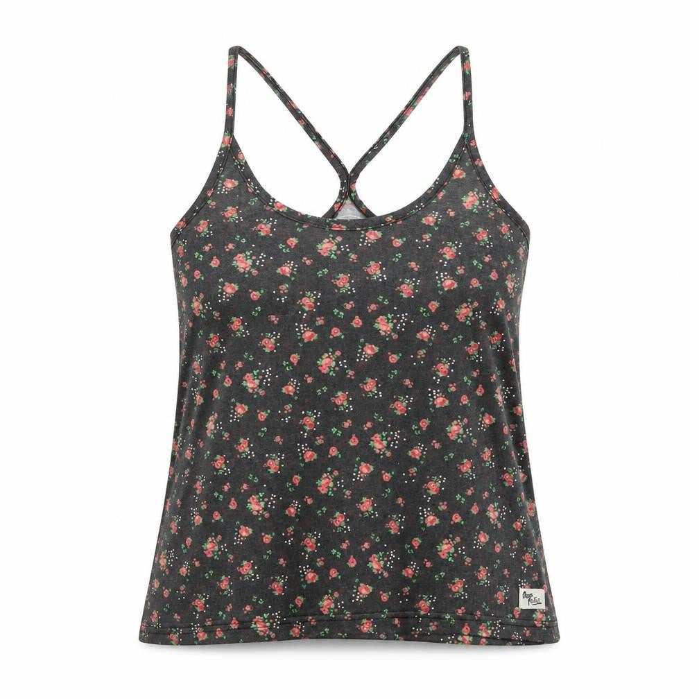 Ocean Pacific Womens Black Floral Polyester Camisole Tank Size 10 Scoop Neck