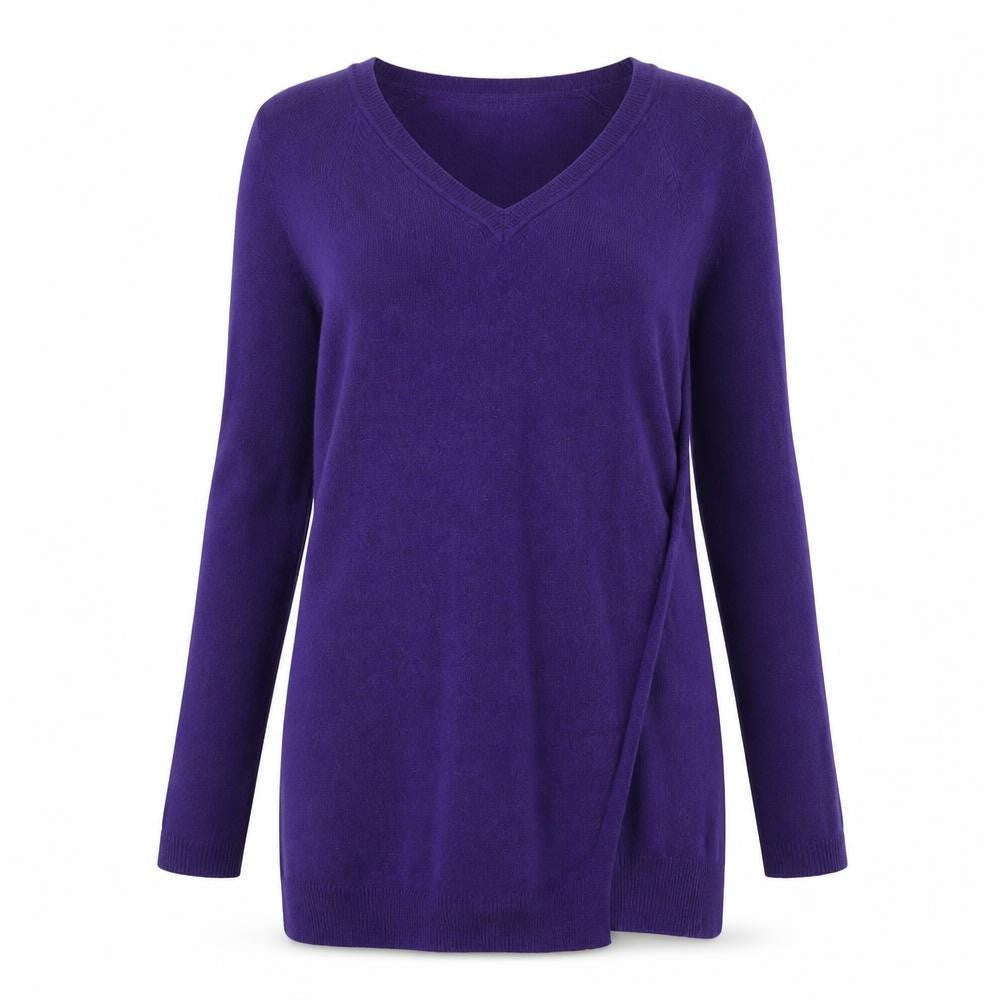 Marks and Spencer Womens Purple V-Neck Viscose Tunic Jumper Size 10