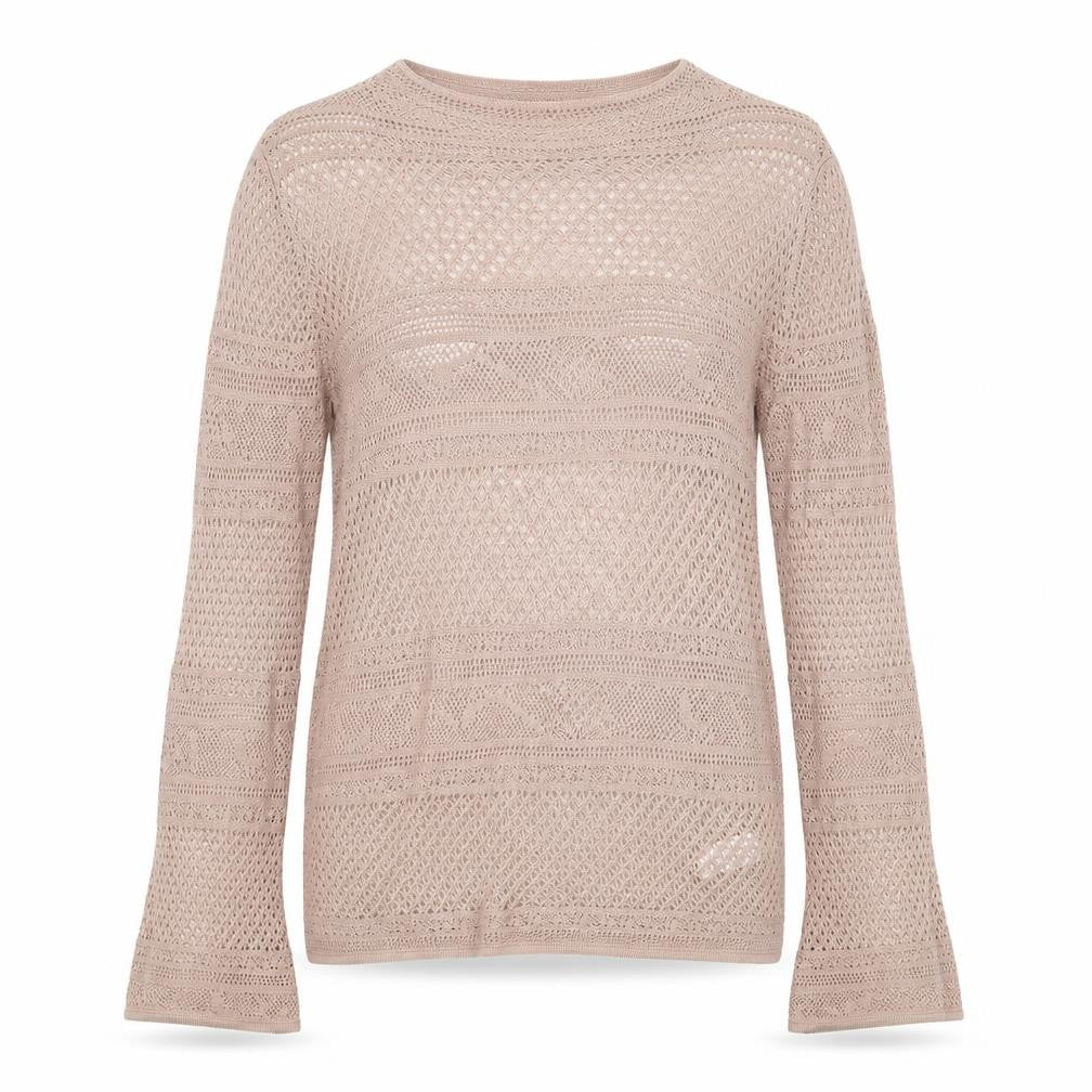 Front view of Next women’s beige round neck viscose jumper, size UK 12