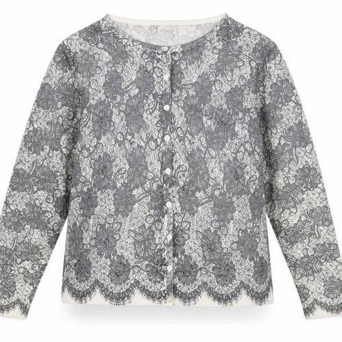 OPUS Womens Grey Round Neck Geometric Acrylic Cardigan Jumper Size L