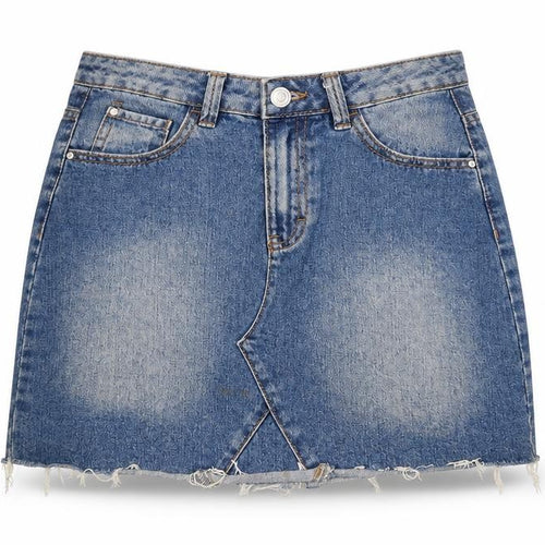Denim & Co. Womens Blue Cotton A-Line Skirt Size 4XL Zip