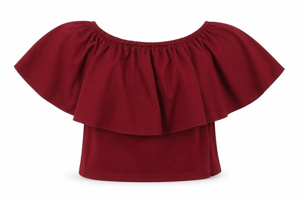 Preworn Womens Red Polyester Cropped Blouse Size XS Boat Neck - Bardot