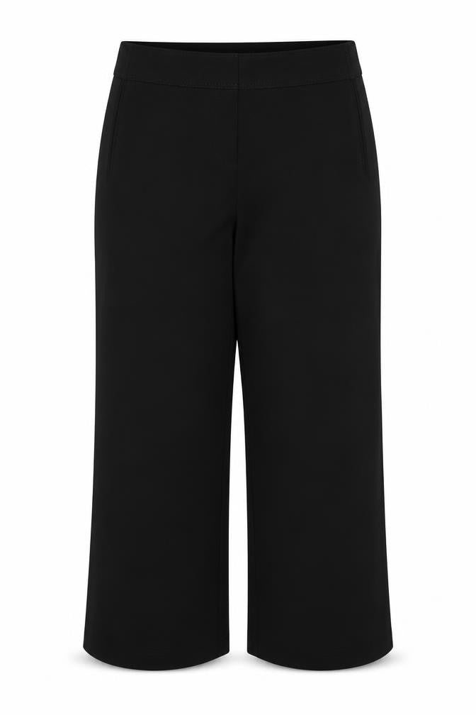 Front view of Savoir women’s black polyester trousers, size UK 16, regular zip