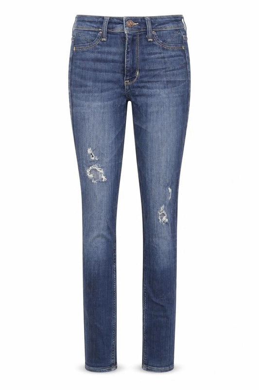 Front view of Hollister women’s blue cotton skinny jeans, size UK 24, in regular zip
